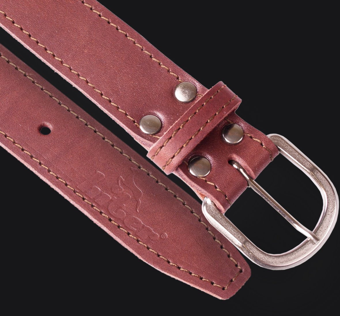 Leather belt Narrow brown