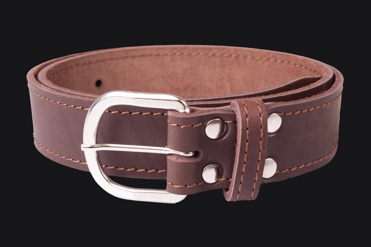 Leather belt Narrow brown