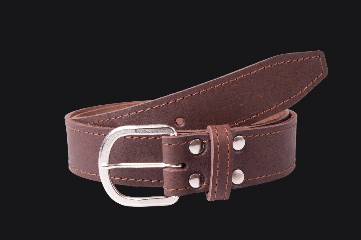 Leather belt Narrow brown