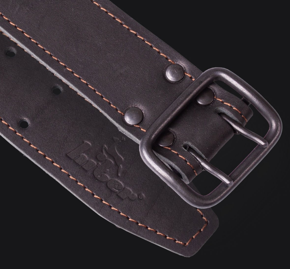 Leather belt Wide black