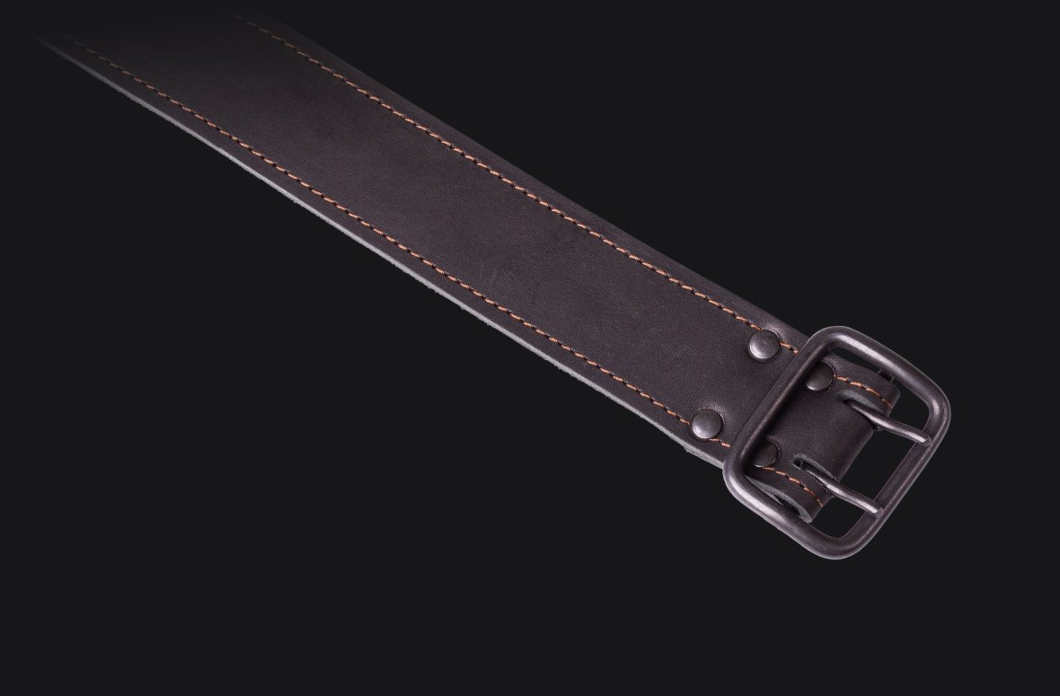 Leather belt Wide black