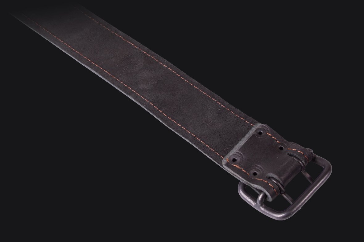 Leather belt Wide black