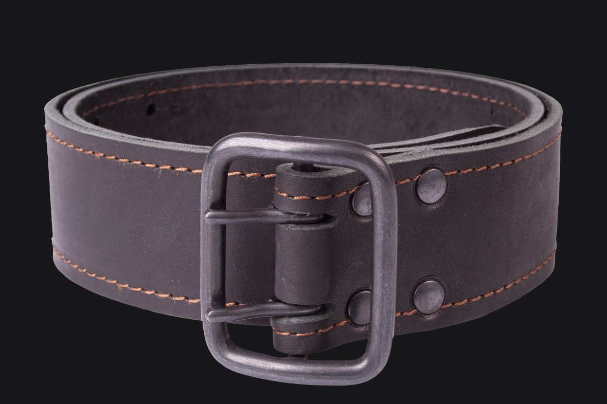 Leather belt Wide black
