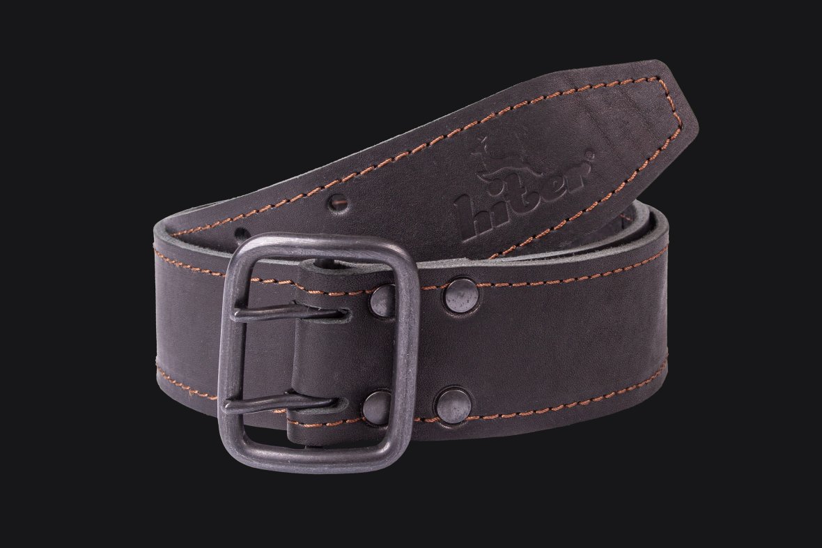 Leather belt Wide black