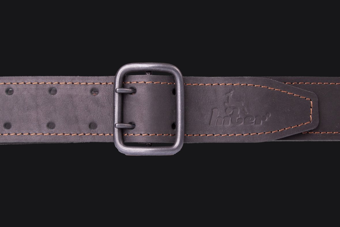 Leather belt Wide black